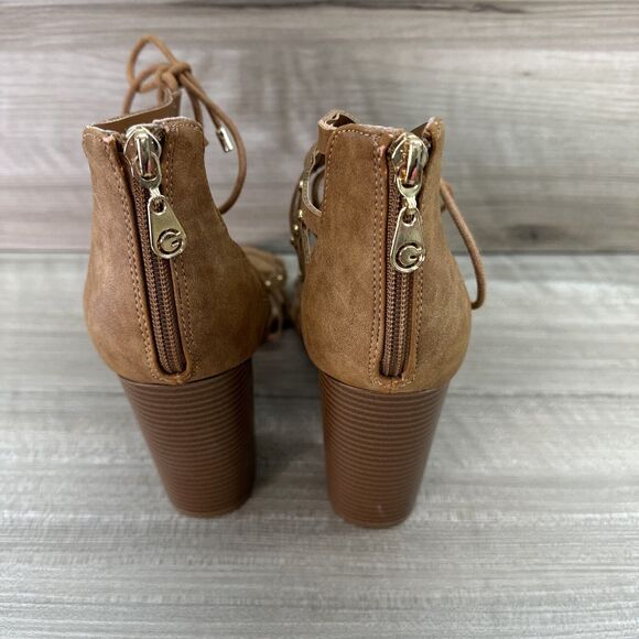 G by GUESS Women's Juto Lace-Up Block-Heel Sandal Tan Size 10M - Picture 5 of 15